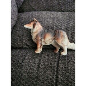 VTG midcentury standing collie dog figurine HP Japan 3.5" T x 5.75" L porcelain